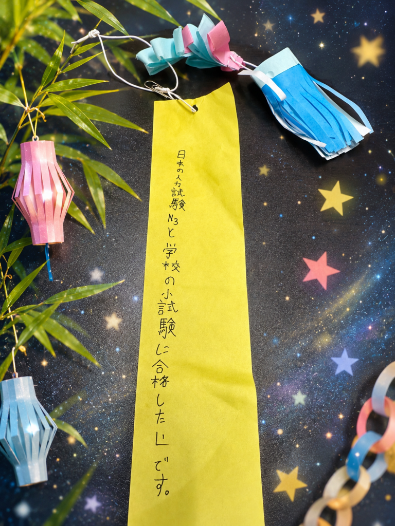 外国人スタッフが書いた七夕の短冊